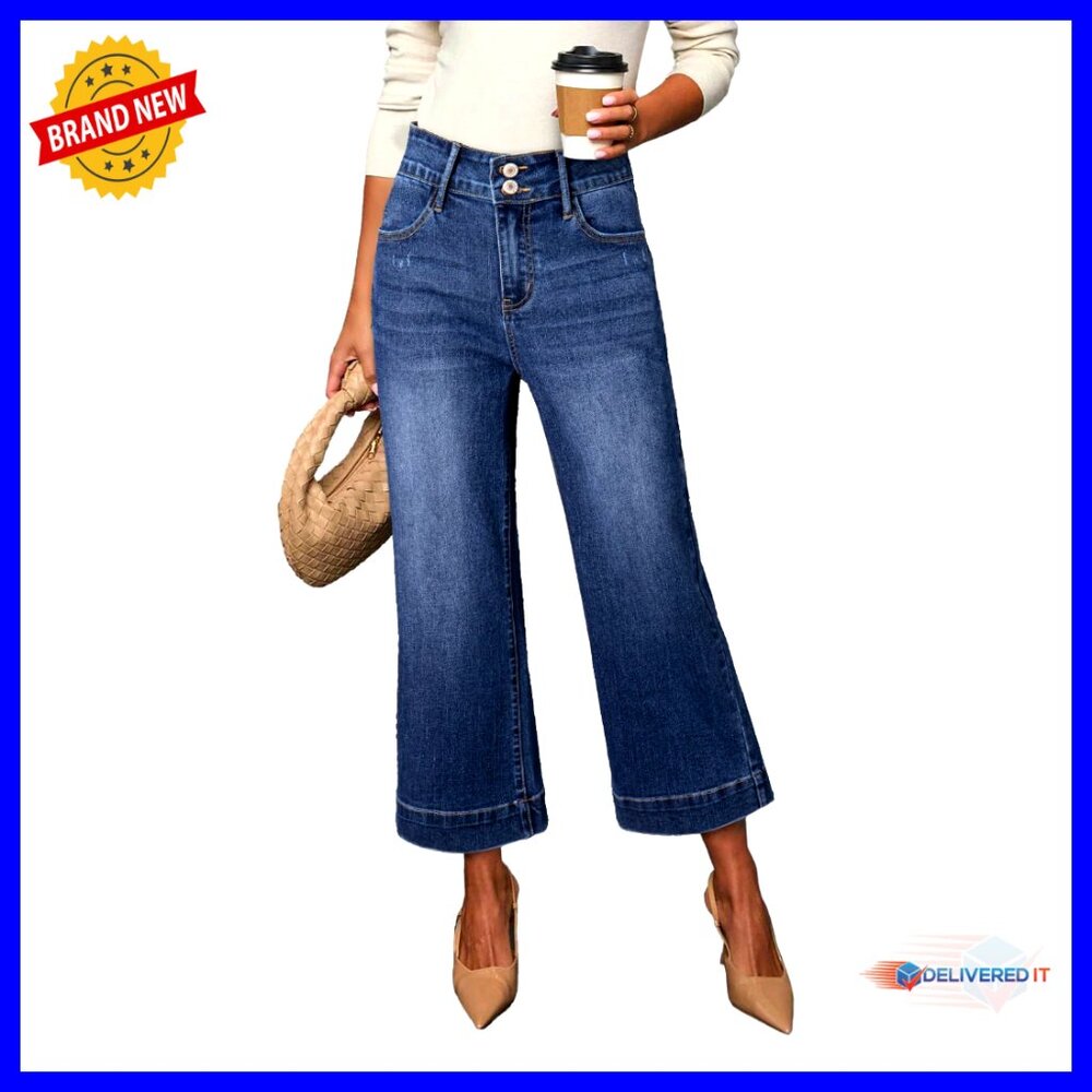 High Waisted Wide Leg Jeans Stretch Denim Baggy Pants Y2k Retro Chic